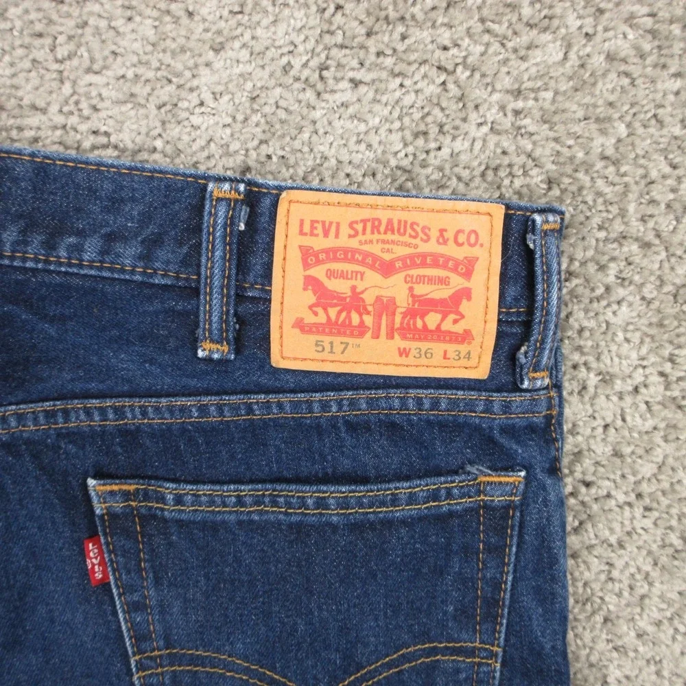 Levis Jeans Mens 36x34 Blue 517 Slim Bootcut Western Cowboy Rodeo Denim Pants